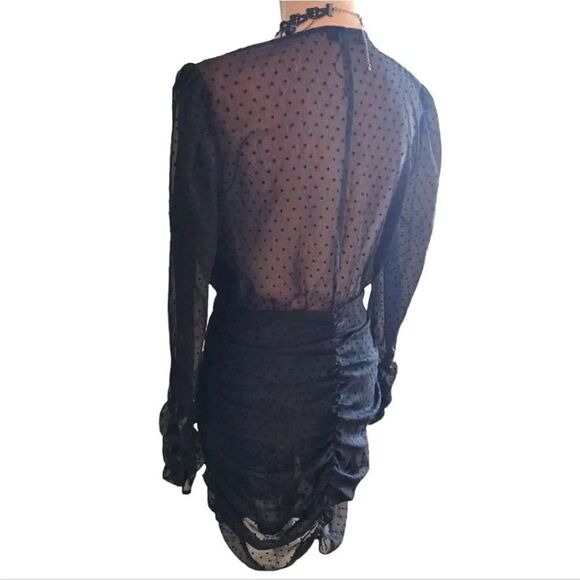 Nasty Gal Black Mesh Quit Ruchin' Spotty Mini Dress Large NWOT - Picture 13 of 16